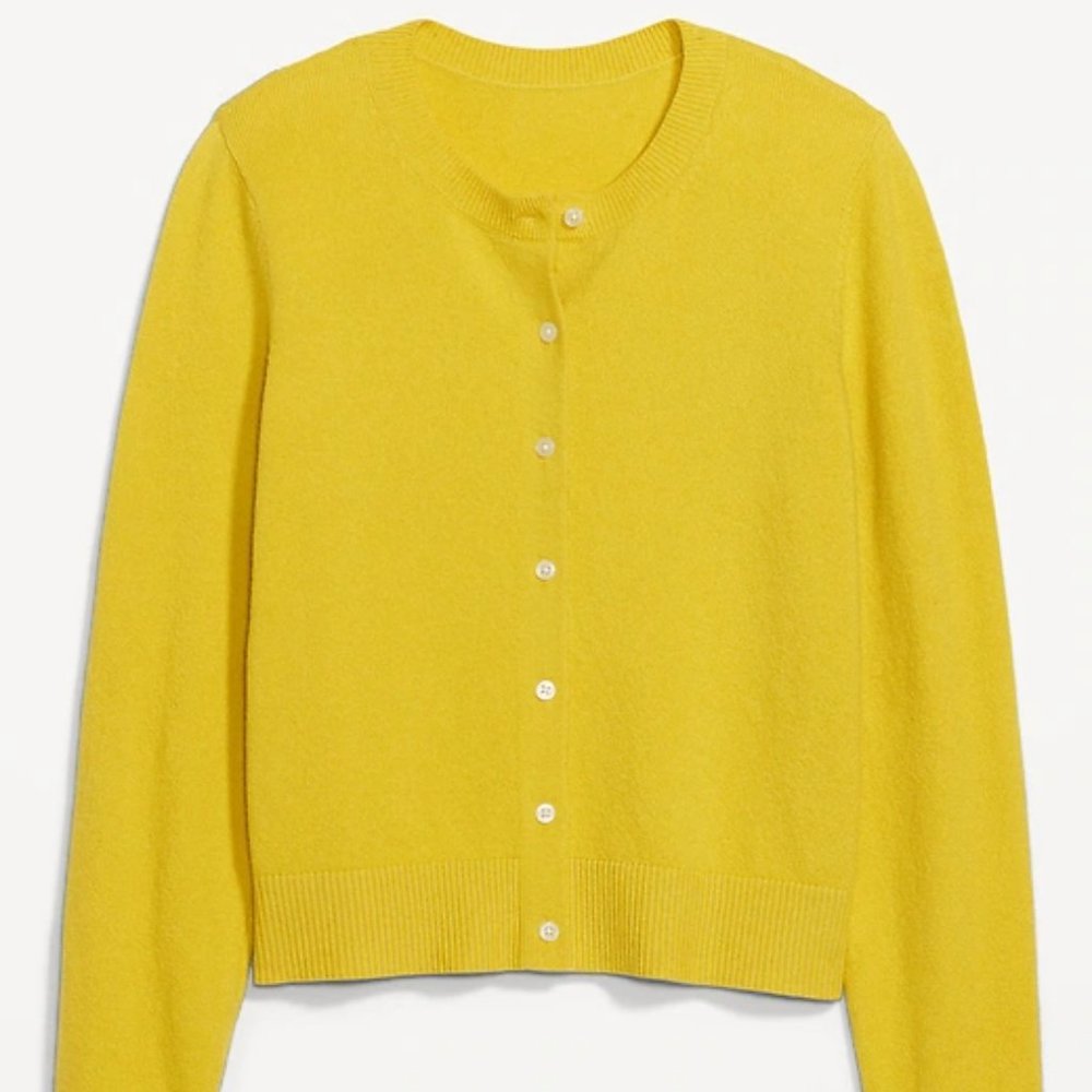 Old Navy SoSoft Cropped Cardigan Sweater, Yellow - "Out on a Lime" -  M, NWT
